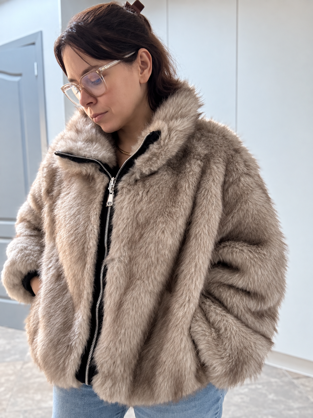 [plus size ] Bella Omkeerbare Faux Fur Jas
