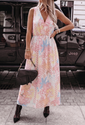 Geprinte lange chiffon jurk met voering