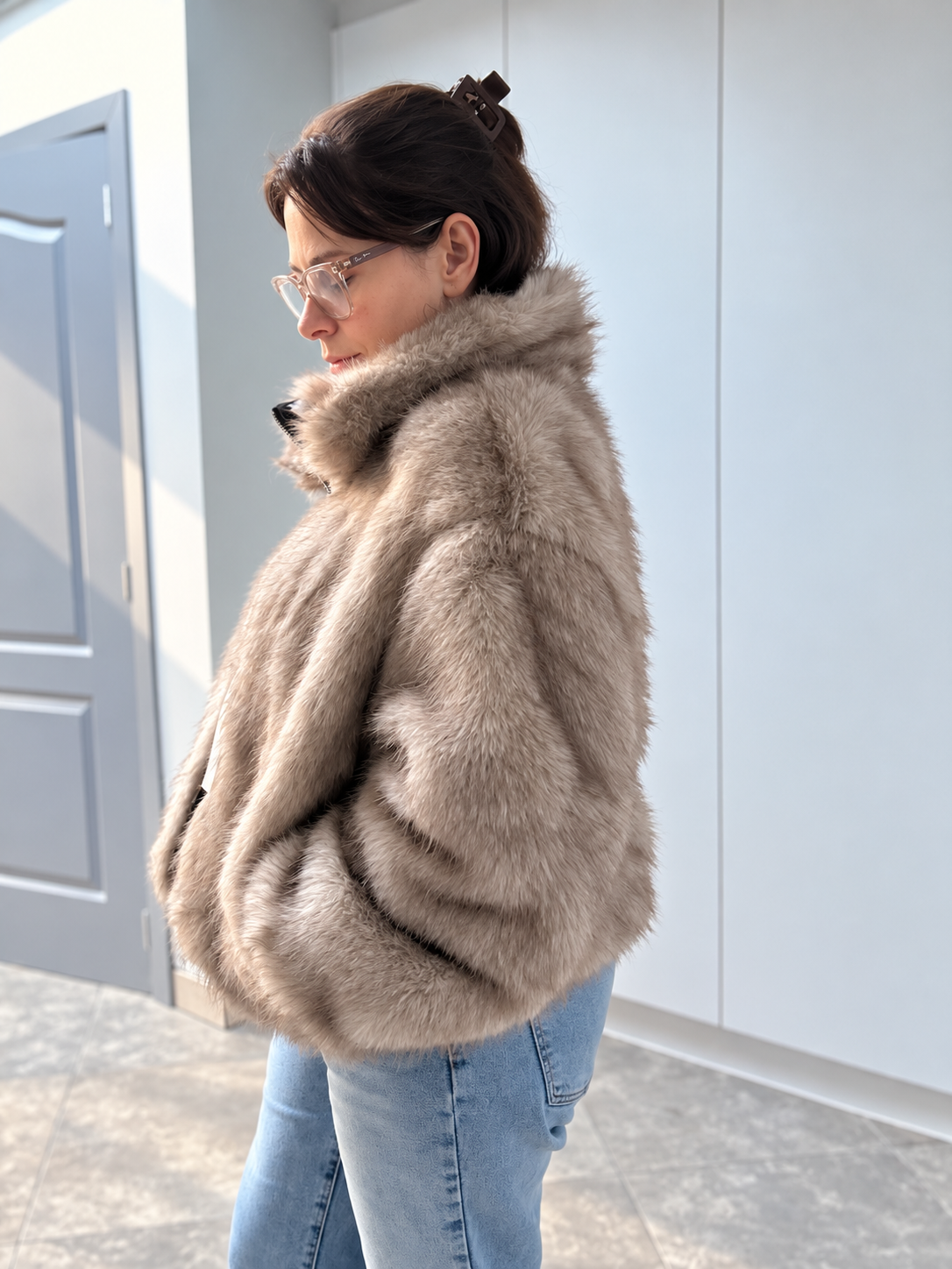 [plus size ] Bella Omkeerbare Faux Fur Jas