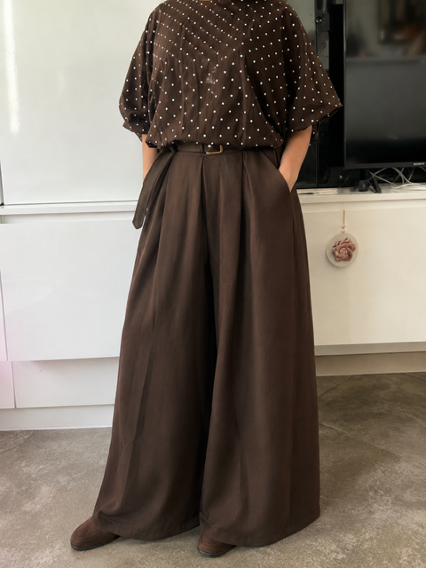 dames wide leg broek met riem