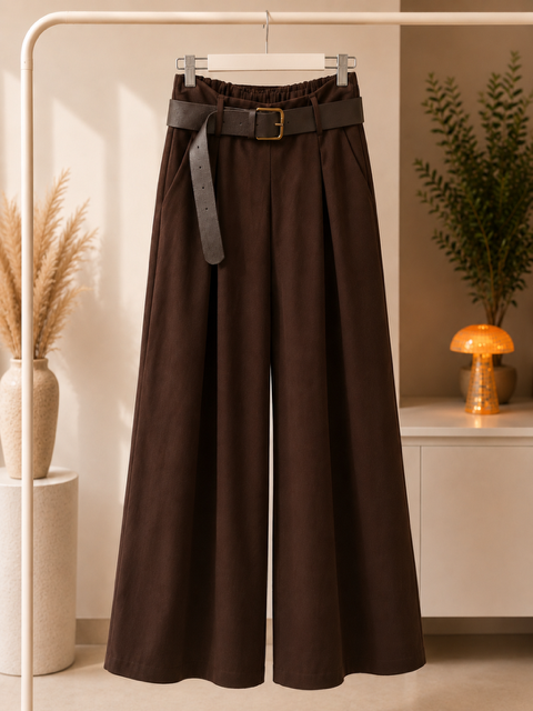 dames wide leg broek met riem
