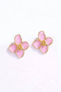 Oorbellen van roestvrij staal flowers pink