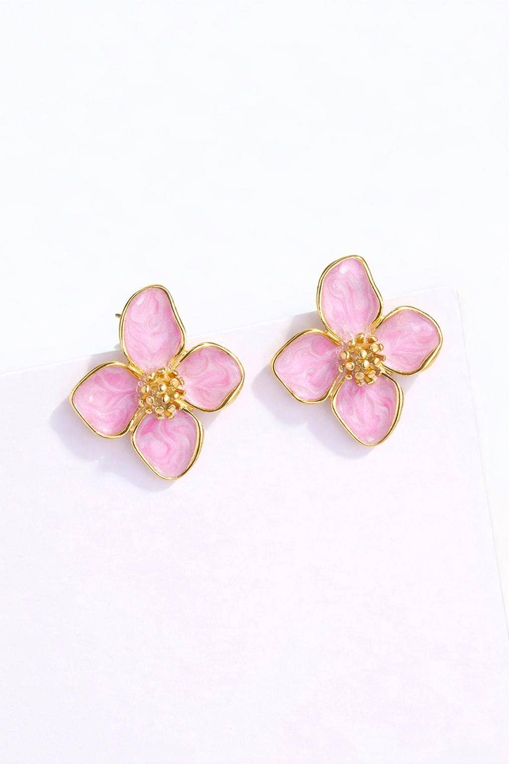 Oorbellen van roestvrij staal flowers pink