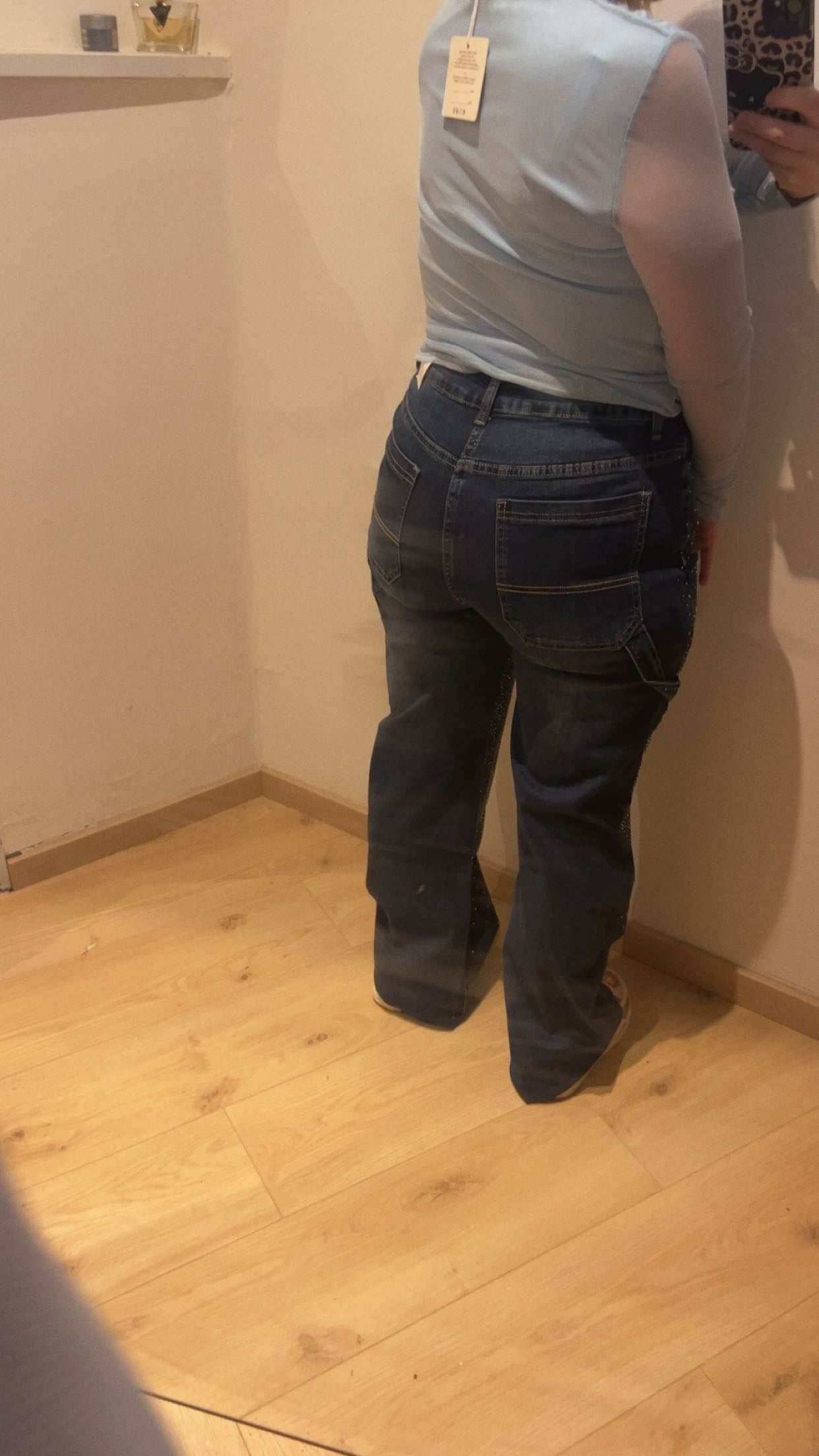 Stretch-carpenterjeans versierd met strass