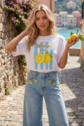 Grote bedrukte T-shirt citroen - 100% katoen -