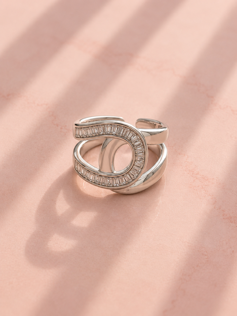 dubbele zilverkleurige ring