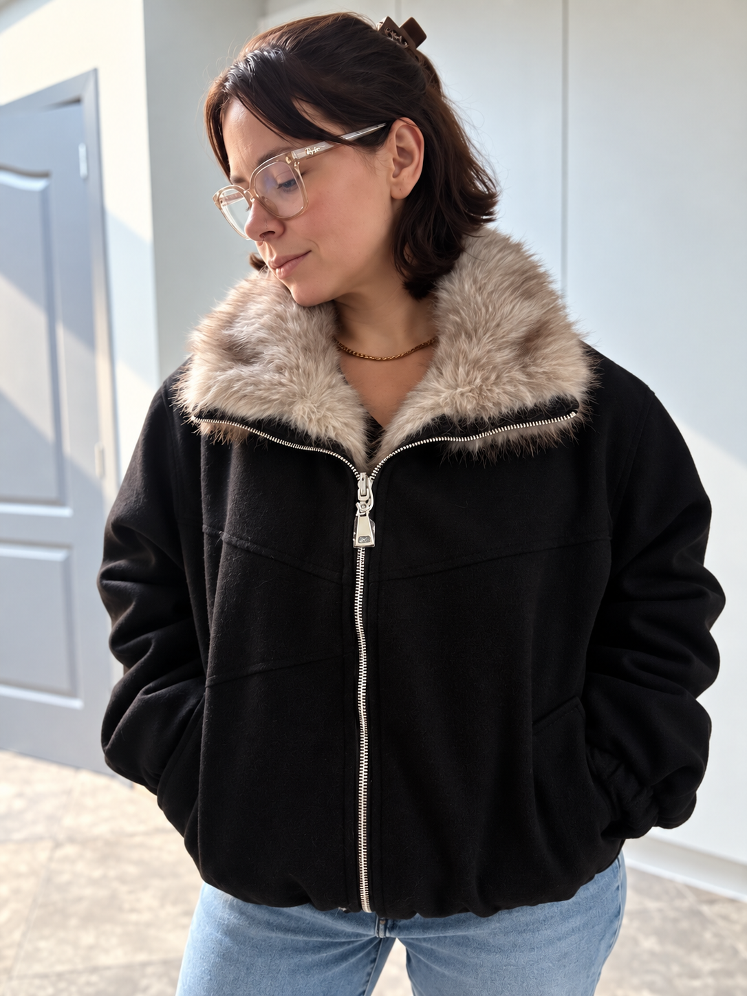 [plus size ] Bella Omkeerbare Faux Fur Jas