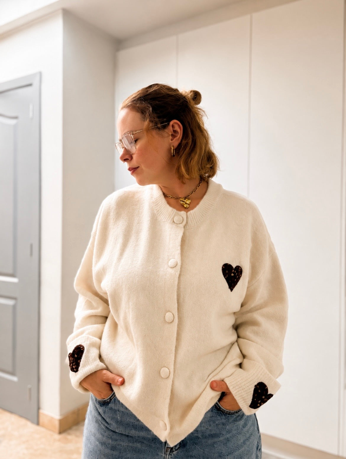 [Plus size] Cardigan met hartjes