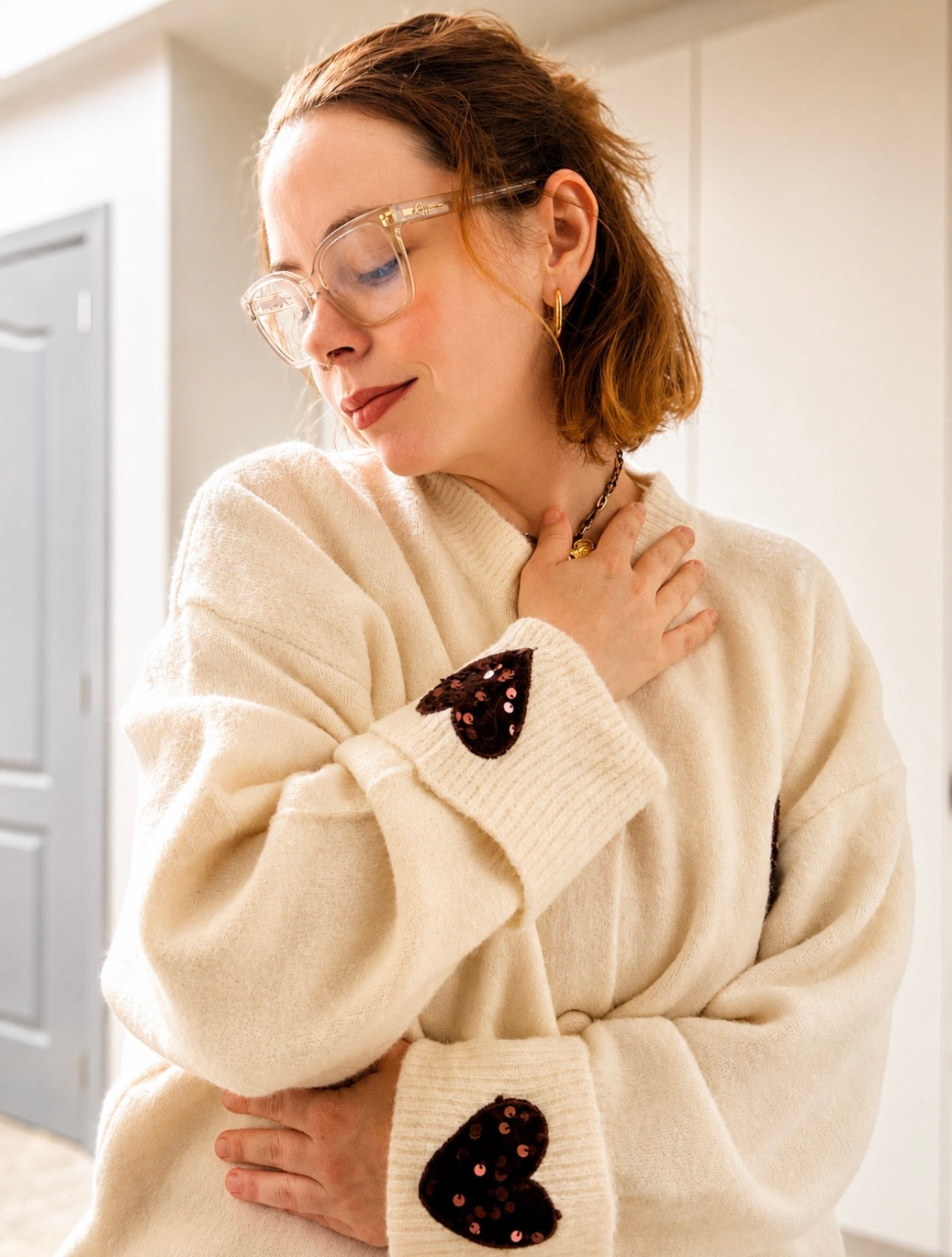 [Plus size] Cardigan met hartjes